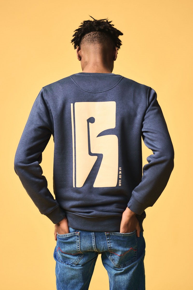 Grijs vintage sweatshirt heren met Magritte print