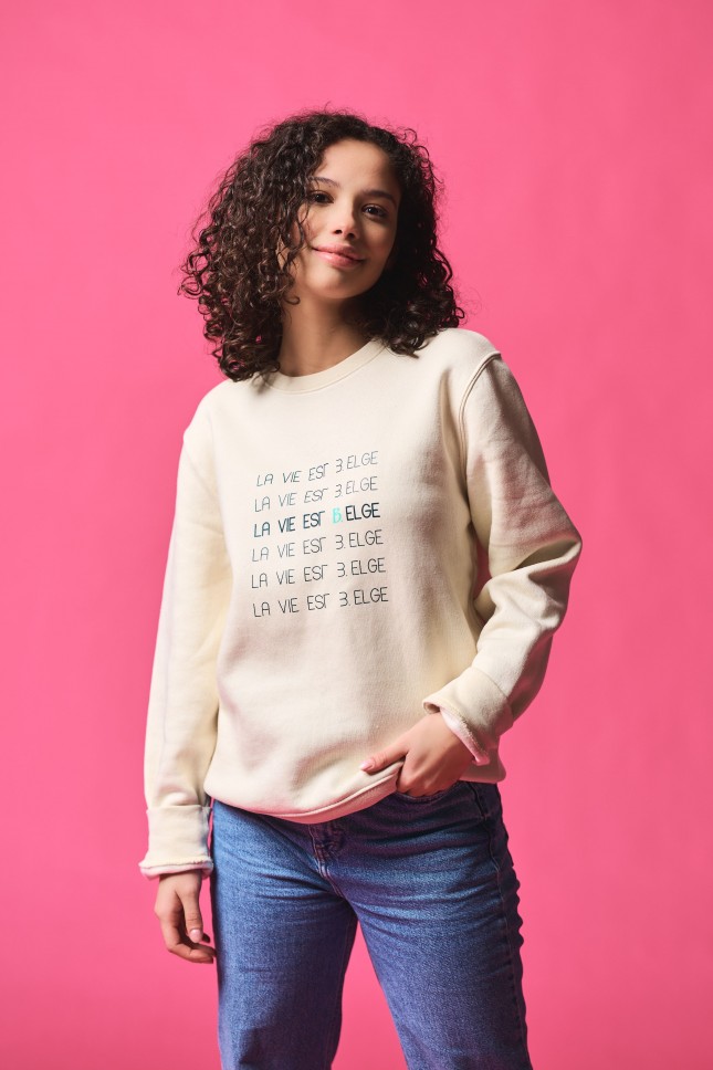 Eierschaal sweatshirt met Belgisch print